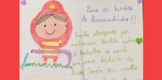 Crianças mandam desenhos expressando gratidão e admiração aos bombeiros de Brumadinho