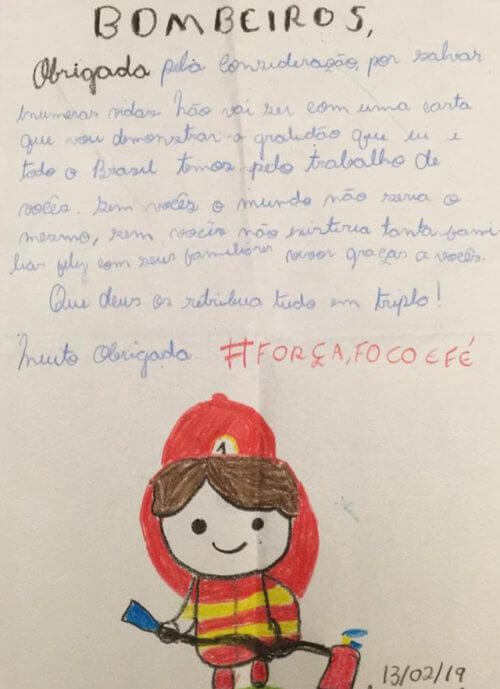 sabervivermais.com - Crianças mandam desenhos expressando gratidão e admiração aos bombeiros de Brumadinho