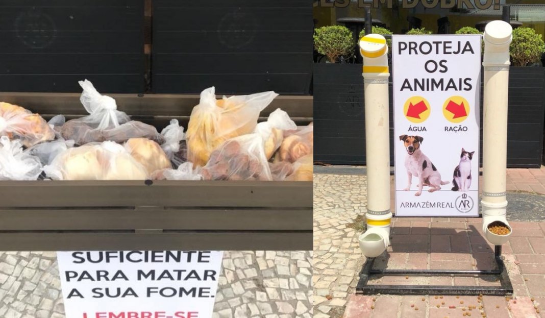 Este restaurante começou a deixar comida grátis do lado de fora para as pessoas e animais que precisam