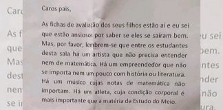 “Não importa a pontuação. Ame-os e não os julgue” carta enviada de colégio para os pais viraliza nas redes sociais.