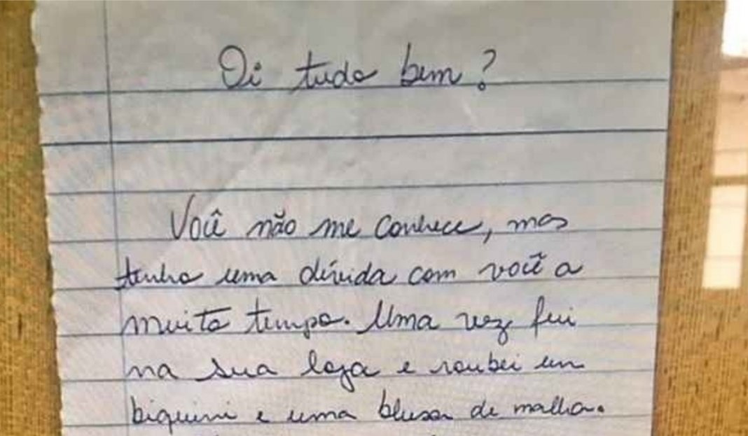 Mulher arrependida do furto, devolve R$ 400 com uma carta anônima de desculpas