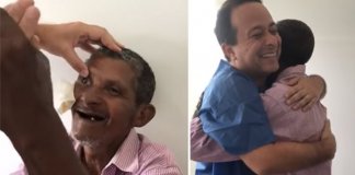 Após cirurgia, idoso volta a enxergar e se emociona. Assista ao vídeo