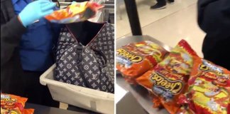 Ela foi detida no aeroporto por um motivo inusitado: estava transportando 20 sacos de Cheetos para um amigo