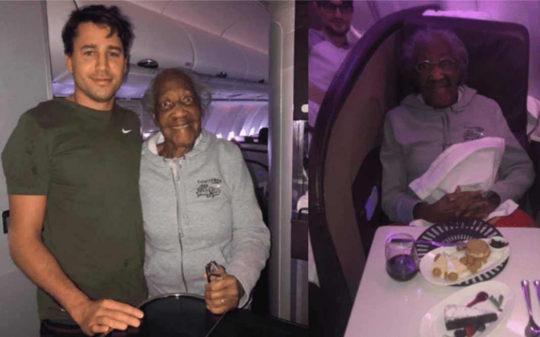 Rapaz troca de assento com idosa de 88 anos que sonhava em viajar de 1ª Classe