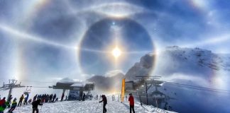 Ele fotografou uma bela auréola solar formada por pequenos cristais de gelo. Beleza única e natural