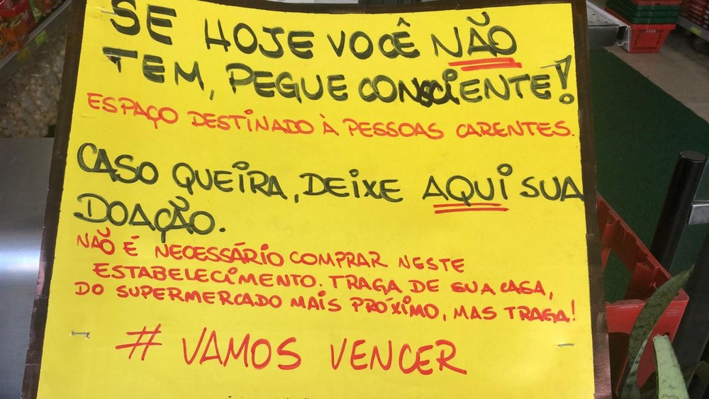 sabervivermais.com - "Mesa solidária":  Comerciante cria uma mesa para doação de alimentos em meio a epidemia de coronavírus em SP