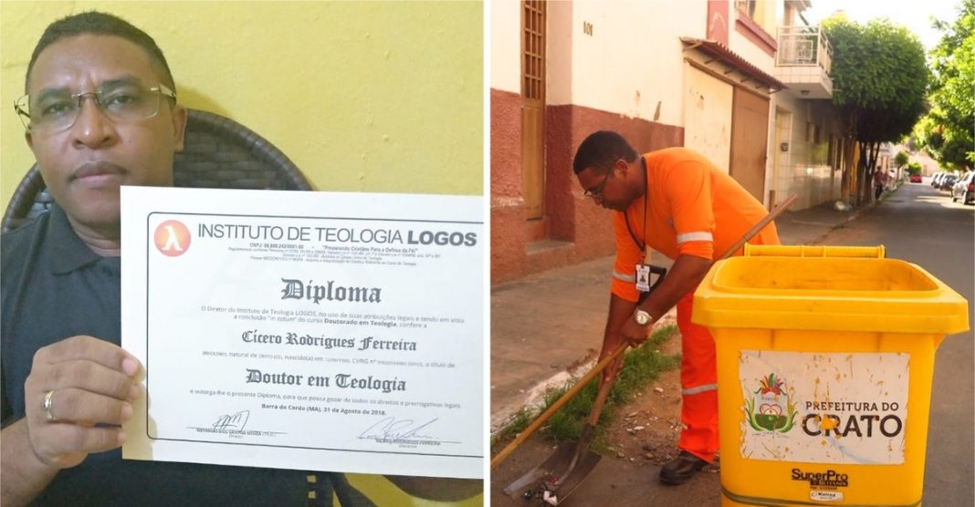 Varredor de rua terminou o doutorado depois de estudar com livros que pegou no lixo