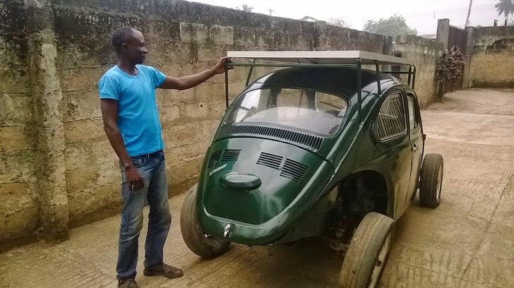 sabervivermais.com - Estudante nigeriano transformou um velho fusca em um carro movido a luz solar