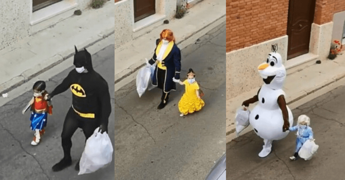sabervivermais.com - Pai e filha viram sensação no bairro ao levarem o lixo sempre fantasiados na quarentena