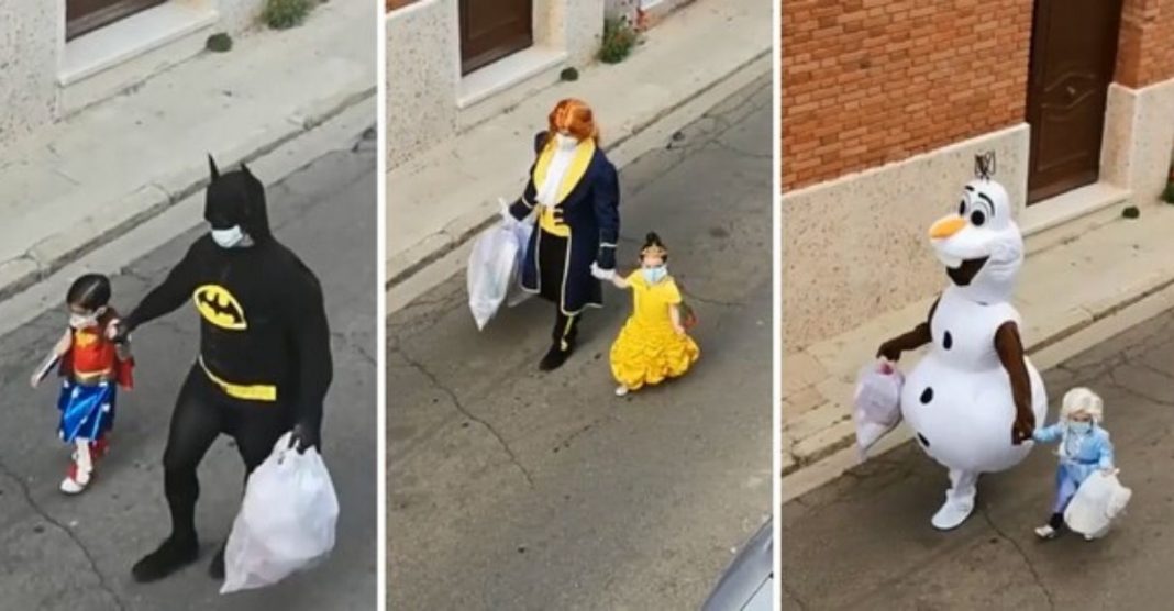 Pai e filha viram sensação no bairro ao levarem o lixo sempre fantasiados na quarentena