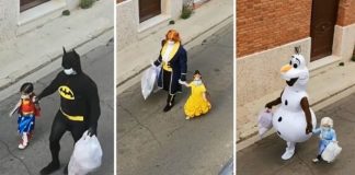 Pai e filha viram sensação no bairro ao levarem o lixo sempre fantasiados na quarentena