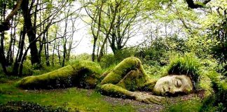 Escultura viva repousa em jardim na Inglaterra. Ela muda de acordo com as estações do ano