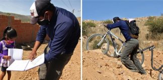 Professor viaja pelo inteior de bicicleta para ensinar seus alunos em quarentena. Eles estão desconectados