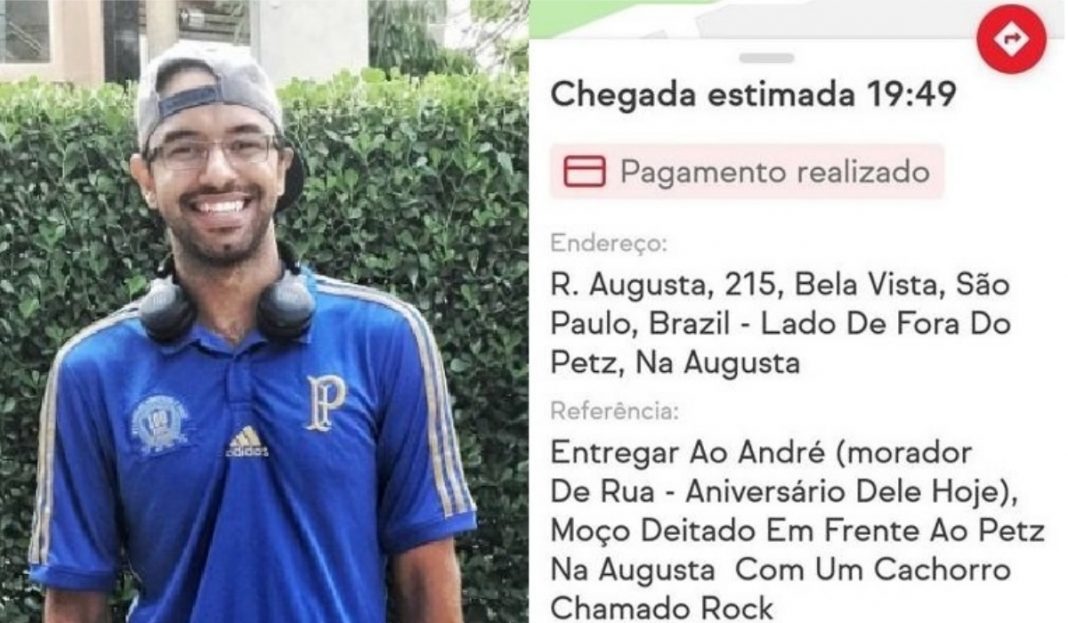 Entregador recebe pedido para levar lanche a morador de rua e seu relato emocionado viraliza na web