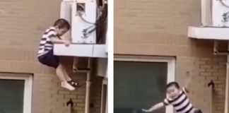 Homem consegue salvar criança que caiu do quarto andar. Assista ao vídeo!
