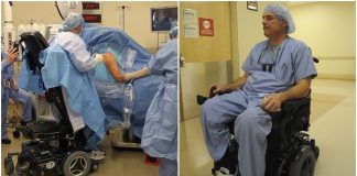 Cirurgião mesmo após ficar deficiente, volta a salvar vidas graças a uma cadeira especial