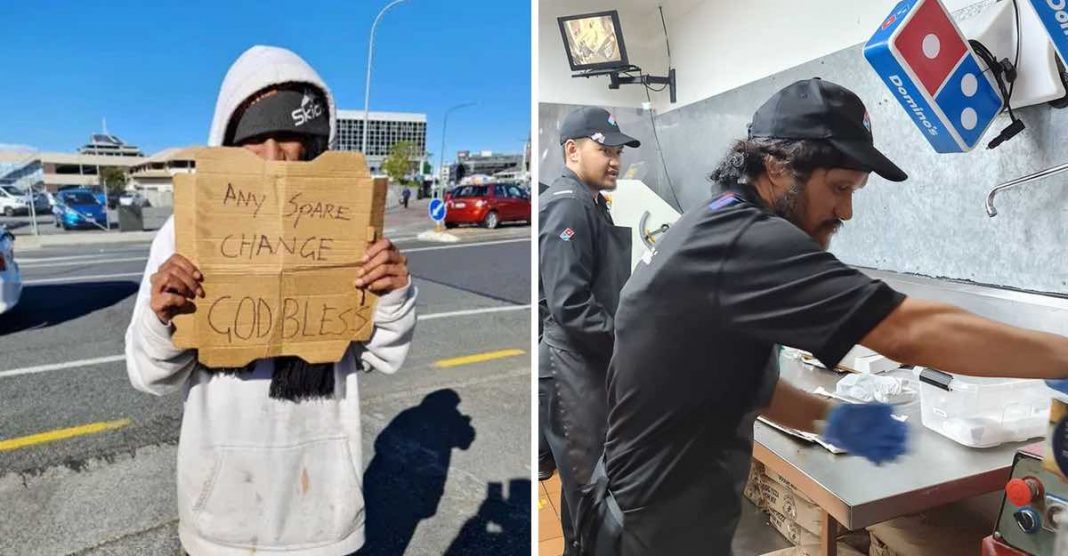 Domino’s Pizza contratou um sem-teto que pedia dinheiro com suas caixas. Eles decidiram ajudá-lo com um trabalho