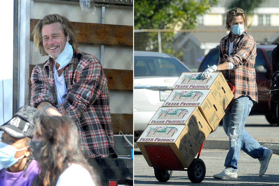 Brad Pitt aparece de surpresa levando alimentos para famílias de baixa renda durante a pandemia