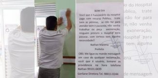 Prefeito cola aviso em hospital “Ninguém procura o hospital para passear, com certeza tem alguma necessidade”