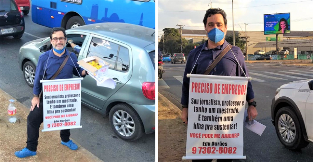 Professor distribui currículos na rua com presentes de doces para conseguir um emprego. Fique otimista!