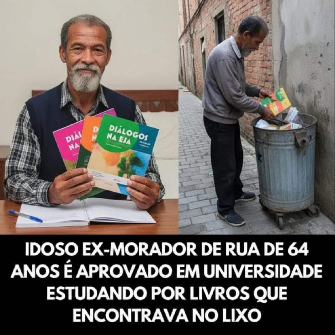 Ele recolhia livros do lixo. Agora, aos 64, é estudante da Universidade Federal